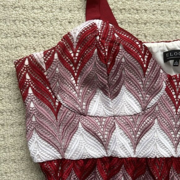 Eloquii Red & White Chevron Embroidered Maxi Dress Size 22 - Picture 2 of 15